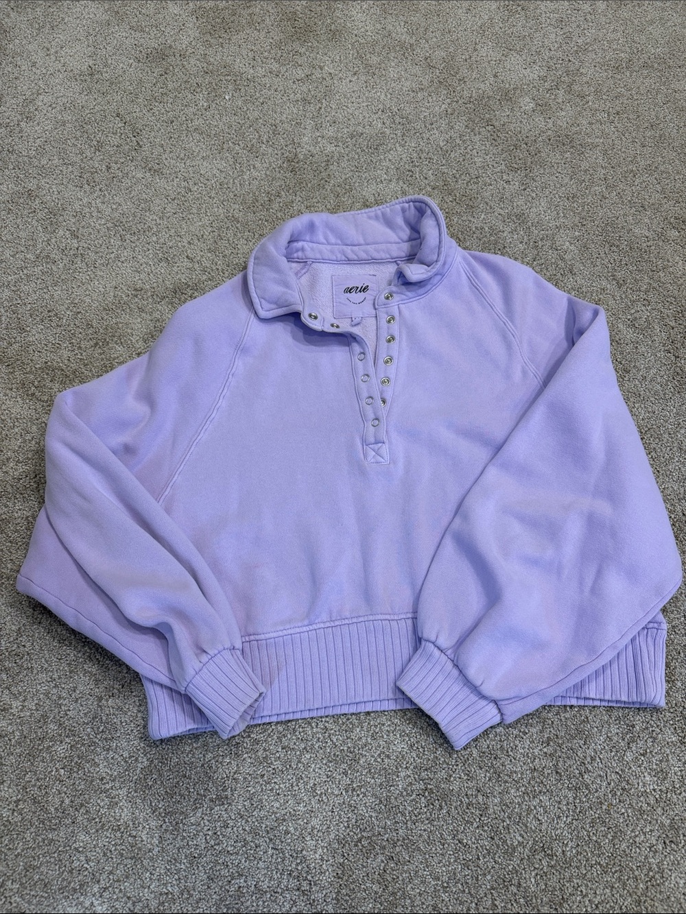 aerie Lavender Snap-Placket Fleece Pullover